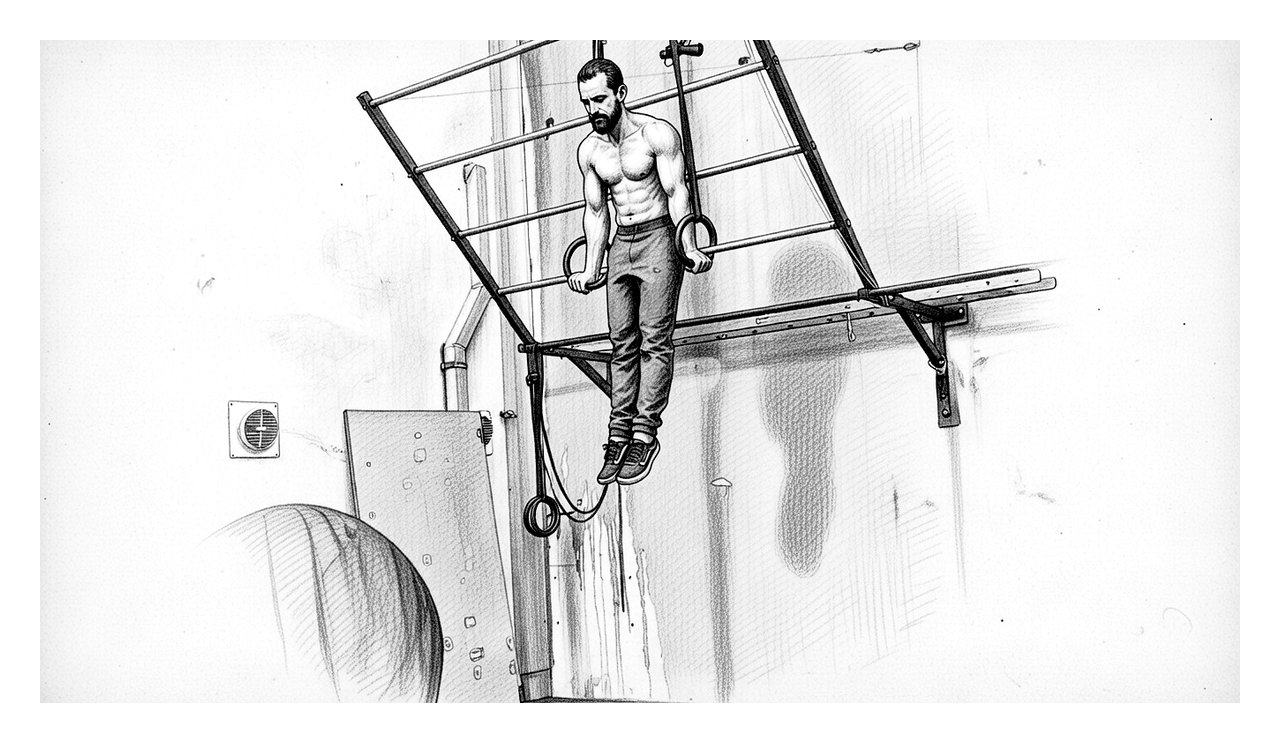 Ring support hold — top of muscle up